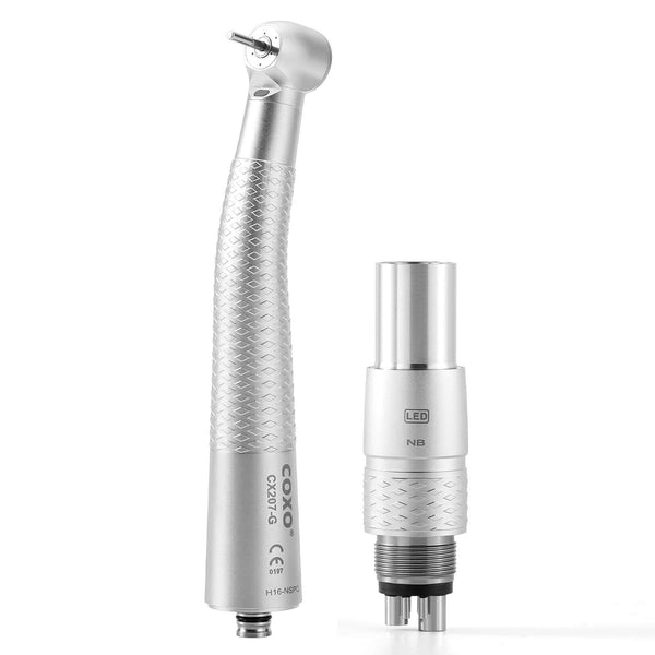 COXO CX207-G High Speed Air Turbine Handpiece Fiber Optic & 6 Holes LED Quick Coupler