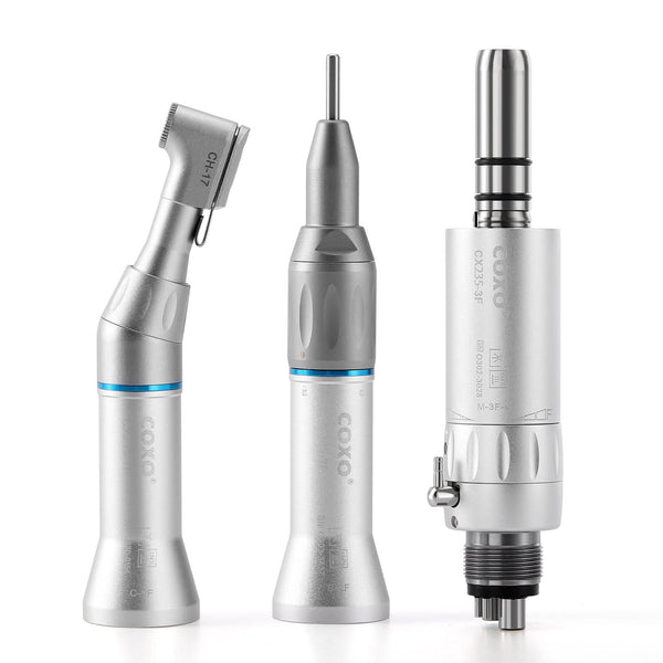 COXO 1:1 Dental Low Speed Handpiece External Contra Angle Straight Handpiece Air Motor 4 Hole