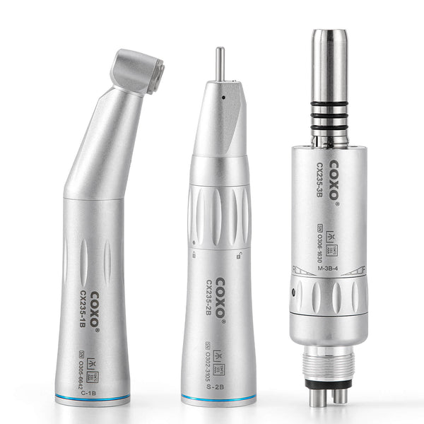 COXO Dental Low Speed Electric Handpiece 1:1 Contra Angle Straight Handpiece Air Motor 4 Holes