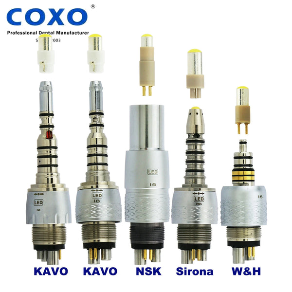 COXO Dental 6 Holes LED Coupler Coupling Fiber Optic Handpiece Fits KAVO NSK NSK LED Bulb