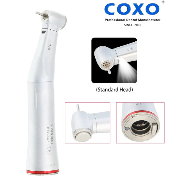 COXO Dental 1:5 Electric Handpiece Contra Angle Fiber Optic High Speed CX235 C7-5 ISO E Type Compatible NSK