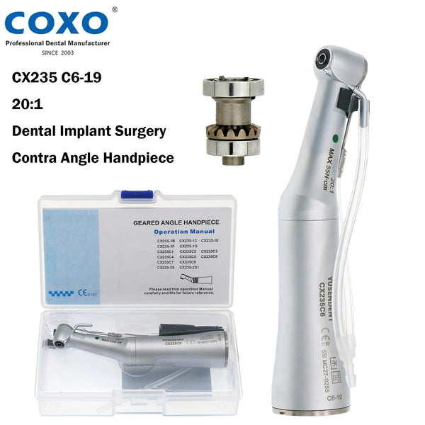 COXO Dental 20:1 Low Speed Handpiece Implant Surgery Contra Angle Fit Compatible NSK KaVo
