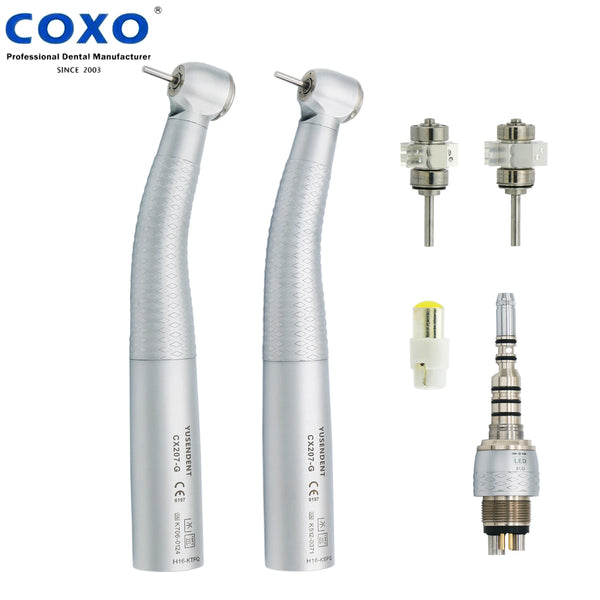 COXO YUSENDENT Dental Fiber Optic LED High Speed Handpiece Six Way Spray Push Button Fit for KaVo LED Coupling