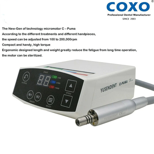COXO Dental Electric LED Micro Motor 2 Holes C-PUMA 1:5 1:1 Fiber Optic Handpiece Micromotor Dental Eletrico Hand Piece Dental