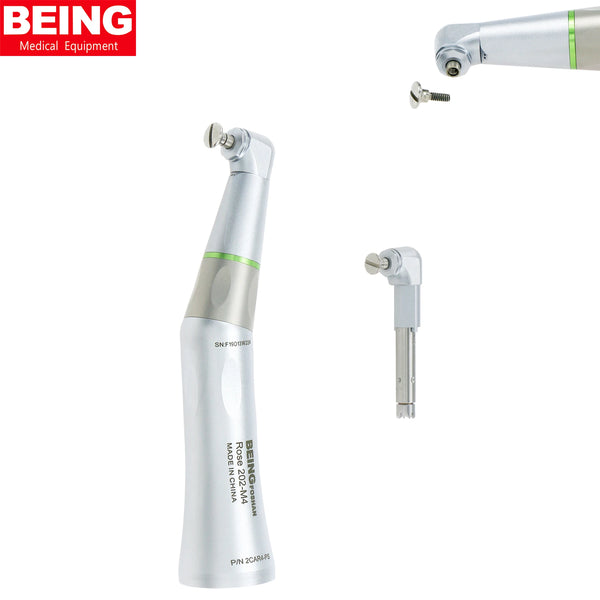 BEING Dental Slow Speed 4:1 Prophy Contra Angle Handpiece Rose 202CAR4-PS Snap-On or Screw-In Head For Compatible Kavo