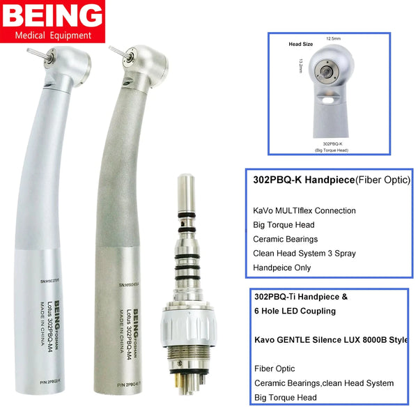 Original BEING Dental 6 Pin High Speed Fiber Optic Turbine Handpiece LED Coupler Fit Compatible KaVo