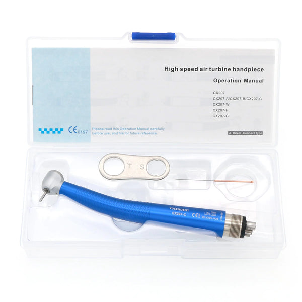 5PCS COXO Dental High Speed Handpiece Standard Head Air Turbine Anti-retraction Midwest 4Holes Blue Color