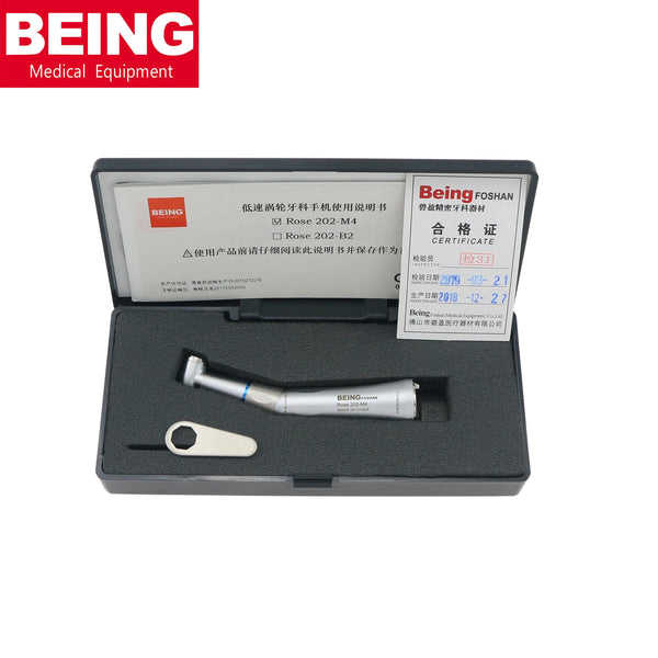 BEING Dental Fiber Optic Low Speed Handpiece 1:1 Contra Angle Handpiece ISO E type 202CAPB-FG Fit KaVo