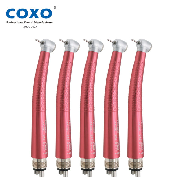 5PCS COXO YUSENDENT Dental High Speed Handpiece 4Hole Single Water Spray CX207 Red Turbine Anti-retraction Aluminum Alloys Body