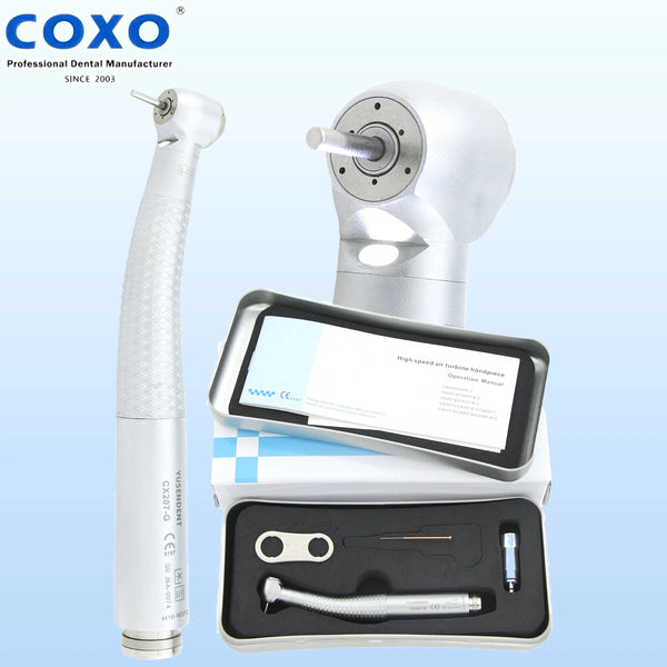 COXO Fiber Optic LED High Speed Handpiece 3 Way Spray 3 Air Dental Turbine Compatible WH Roto Quick Couple
