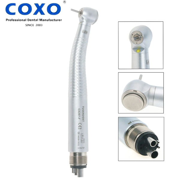 COXO Dental High Speed Handpiece LED Self Power Turbine Fit Compatible NSK Coupler 4 Hole CX207-F H15-TP