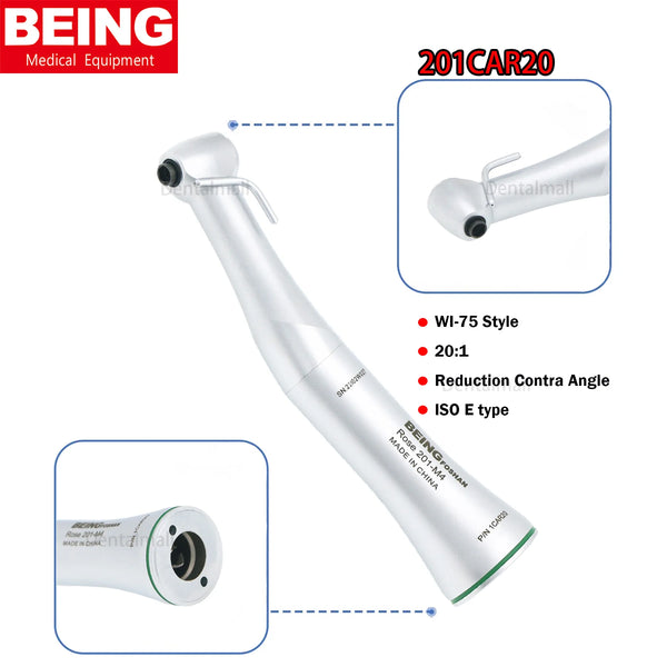 BEING Dental Low Speed Implant Handpiece 20:1 Surgical Reduction Contra Angle 201CAR20 WI-75 Style fit ISO E Type KAVO NSK etc