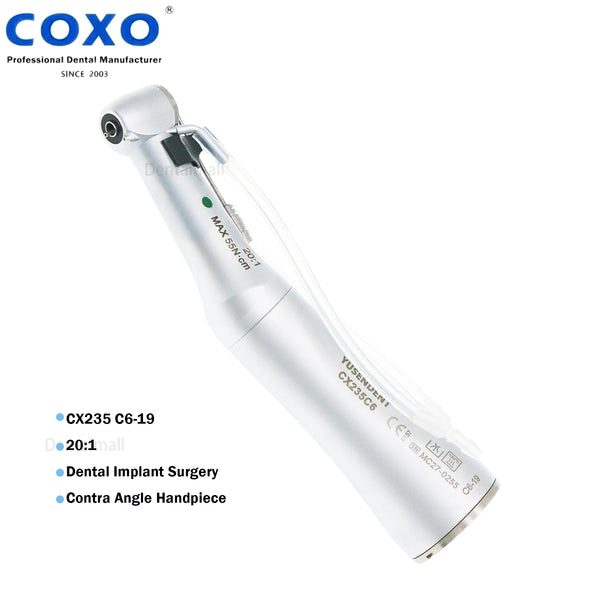COXO Dental 20:1 Reduction Contra Angle Implant Surgery Low Speed Handpiece CX235 C6-19 Compatible NSK WH KAVO Bien air
