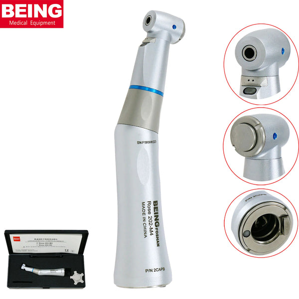 BEING Dental 1:1 Fiber Optic LED Contra Angle Compatible Kavo ISO E Type Slow Speed Handpiece Electric Rose 202CAPB