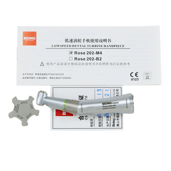 BEING Dental 16:1 Reduce Contra Angle Low Speed Handpiece Intra Head 202CAR16B Fiber Optic Fit Compatible KAVO NSK