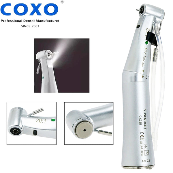 COXO 20:1 Implant Handpiece Dental Surgical Contra Angle Fiber Optic CX235 C6-22 Compatible NSK Ti-Max