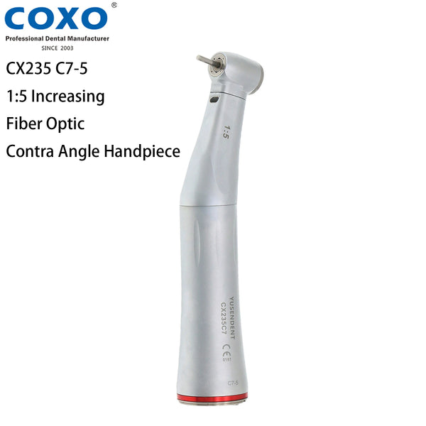 COXO Dental High Speed Handpiece Fiber Optic Electric 1:5 Contra Angle CX235 C7-5 Fit Compatible NSK