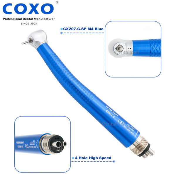 1/5Pcs COXO Dental High Speed Handpiece Standard Head Air Turbine Anti-retraction Midwest 4Holes Blue Color
