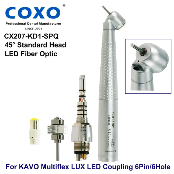 COXO Dental Surgical Handpiece 45° Angle Fit Compatible KaVo Fiber Optic 6 Hole Coupler