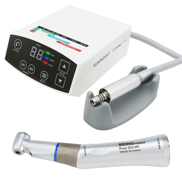 COXO Dental 4 Holes Electric Motor C PUMA LED Handpiece 1:1 Rose 202CAPB Contra Angle Fiber Optic Compatible NSK